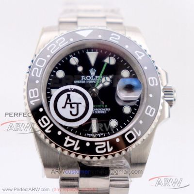 AJF Replica Rolex GMT Master II Black Dial Oyster Bracelet Steel 40 MM 2836 Automatic Watch 116710LN